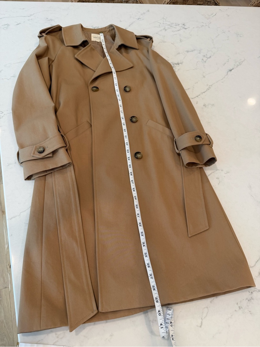Sezane Scott Trench Coat Camel. - Size 36 - Picture 5 of 9